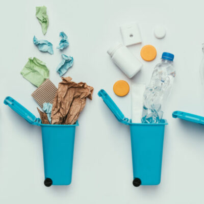 Top,View,Of,Trash,Bins,And,Assorted,Garbage,Isolated,On